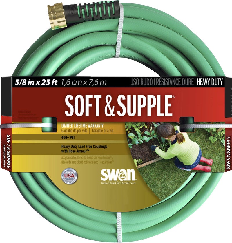 Swan Products SNSS58025 Soft & Supple Easy Coil Water Hose with Crush Proof Couplings 25' x 5/8", Green - Image 1